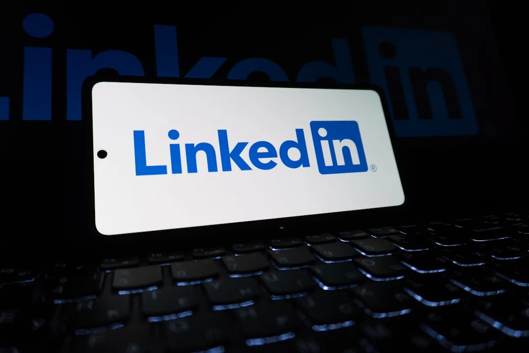 business professional using linkedin