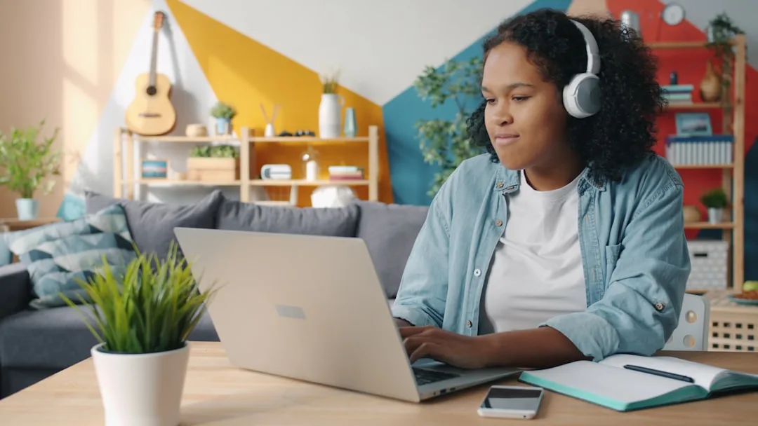 student studying laptop