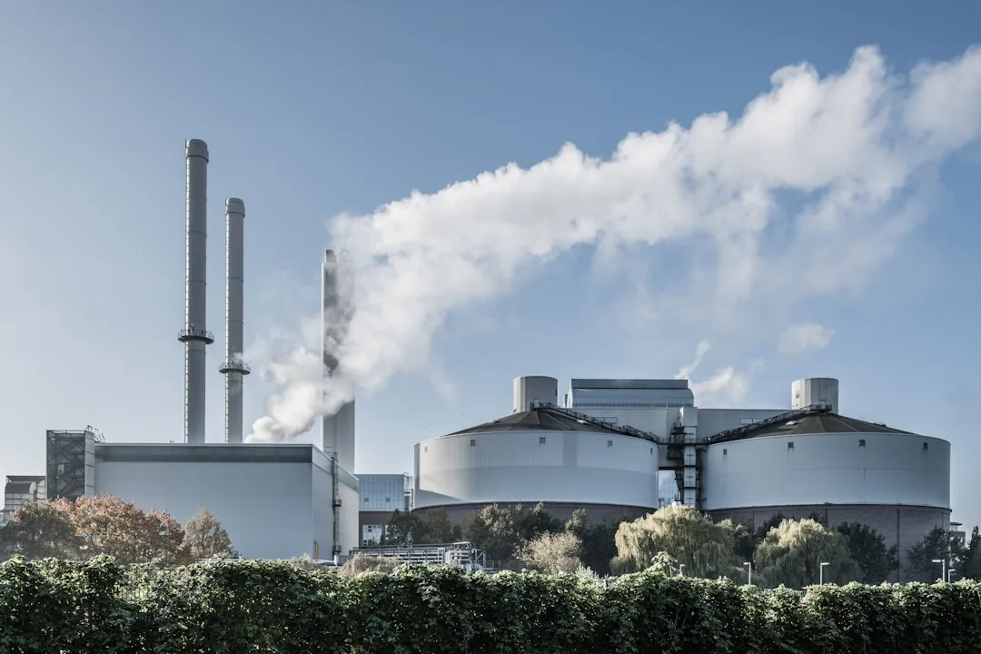 industrial smokestacks