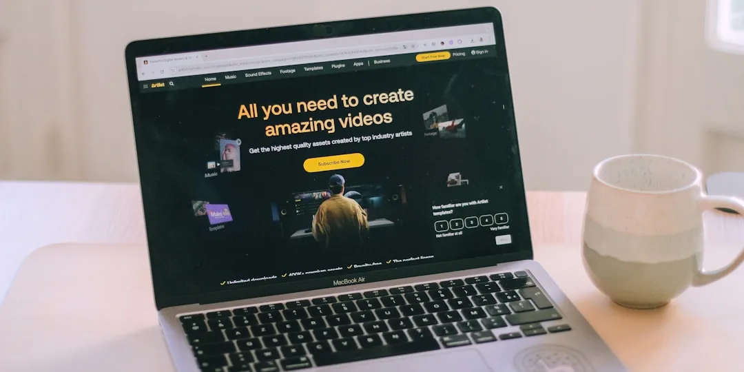 self-taught video blogger using laptop
