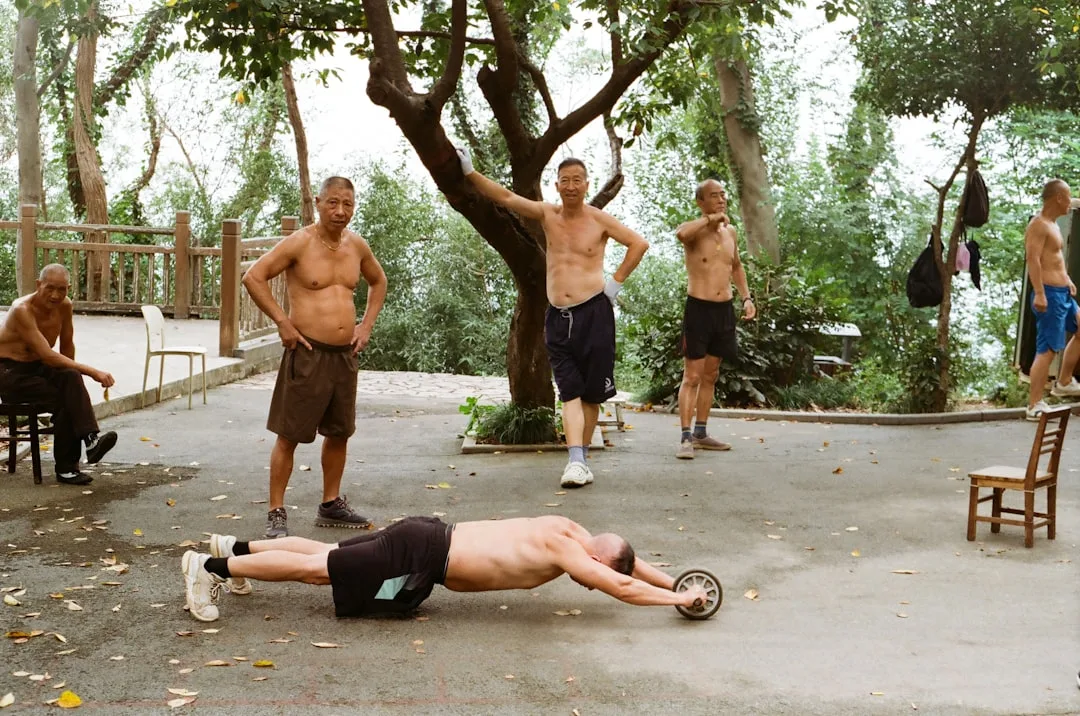 fitness step workout group