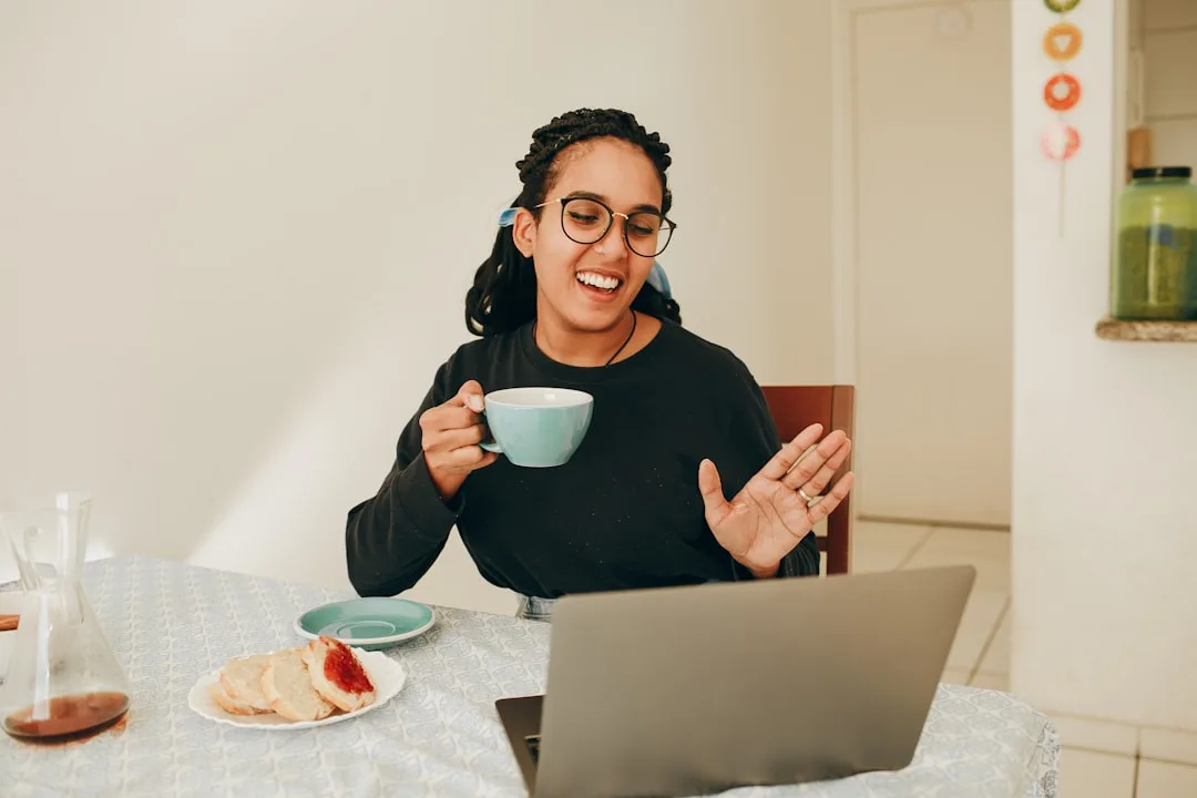 woman learning language at home
