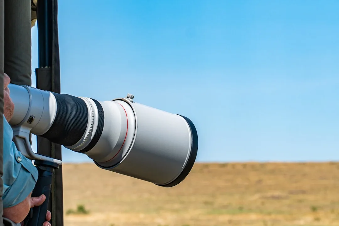 close-up of camera lens and settings
